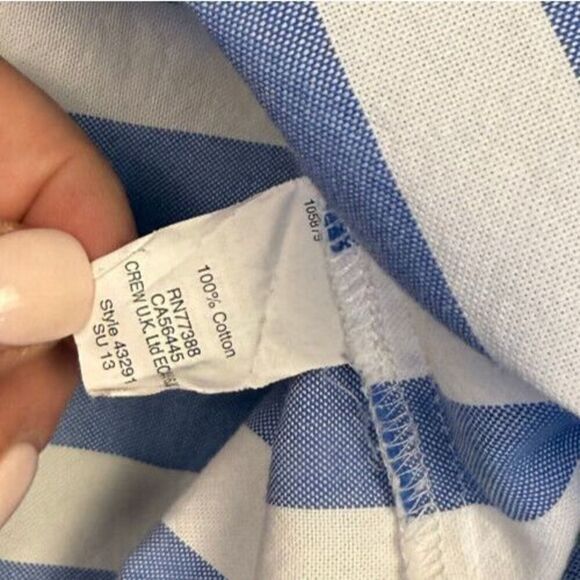 J. Crew Blue White Striped Cotton Popover Half Button Up Woven Shirt Size 00 - Picture 5 of 7